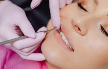 woman getting teeth cleaned
