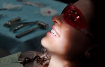 Woman getting cosmetic dentistry done