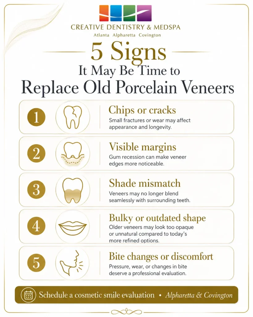 Signs It May Be Time to Replace Porcelain Veneers in Alpharetta